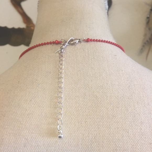 Colorful stone cherry pendant on beaded chain - Picture 5 of 9